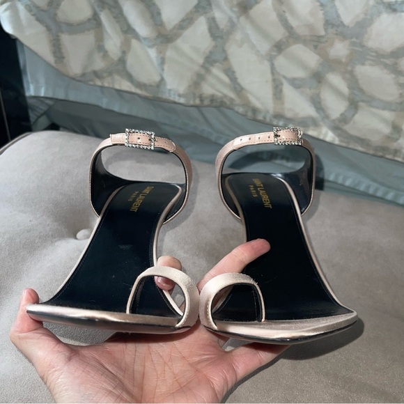 NEW SAINT LAURENT DIVE MULES SILK SATIN {$1,050} POINTED OPENTOE RHINESTONE 41.5 - Picture 9 of 12